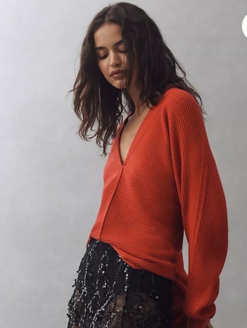 NWT Maeve Plunge-Neck Seamed Sweater